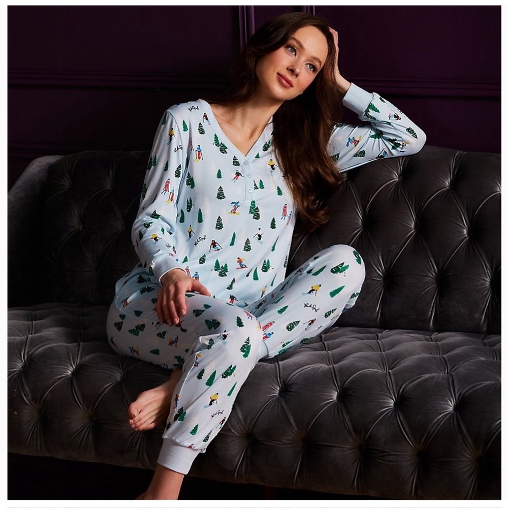 Kate Spade Cozy Brushed Jersey Long Sleeve Women's Pajama Set